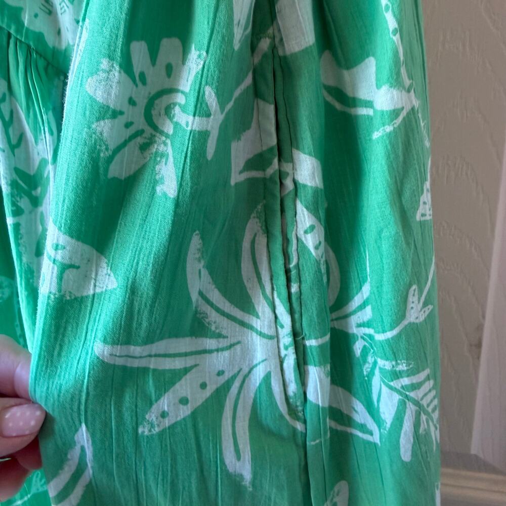 NEW American Eagle Corset Tiered Floral Cotton Midi Dress Green Women's Large - Picture 11 of 12